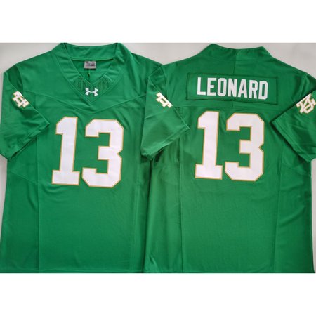 Men's Notre Dame Fighting Irish #13 Riley Leonard Green Stitched Jersey