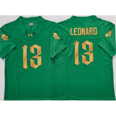 Men's Notre Dame Fighting Irish #13 Riley Leonard Green Stitched Jersey