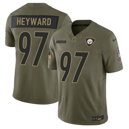 Men's Pittsburgh Steelers #97 Cameron Heyward Nike Olive 2025 Salute to Service Retired Limited Jersey