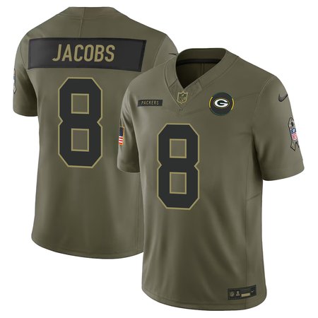 Men's Green Bay Packers #8 Josh Jacobs Nike Olive 2025 Salute to Service Retired Limited Jersey