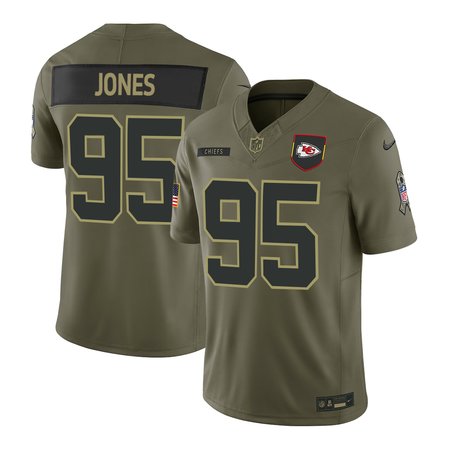 Youth's Kansas City Chiefs #95 Chris Jones Nike Olive 2025 Salute to Service Retired Limited Jersey