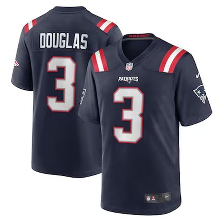 Youth New England Patriots #3 Demario Douglas Nike Navy Game Jersey