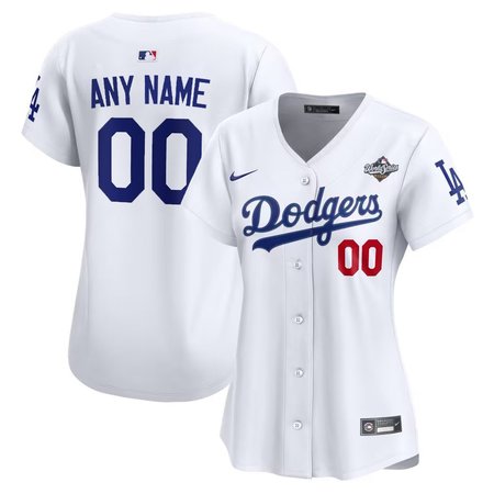 Women's Los Angeles Dodgers Custom Nike White 2025 World Series Home Limited Jersey