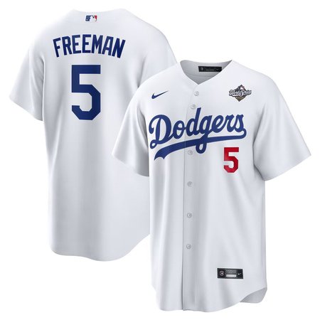 Men's Los Angeles Dodgers #5 Freddie Freeman Nike White 2025 World Series Home Limited Jersey