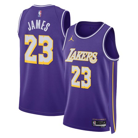 Men's Los Angeles Lakers #23 LeBron James Purple 2025/26 Statement Edition Jersey