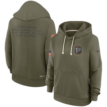 Women's Atlanta Falcons Olive 2025 Salute to Service Sideline Standard Issue Dri-FIT Hoodie(Run Small)