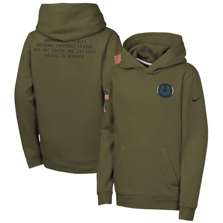 Youth Indianapolis Colts Olive 2025 Salute to Service Club Fleece Hoodie