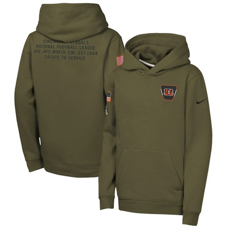 Youth Cincinnati Bengals Olive 2025 Salute to Service Club Fleece Hoodie