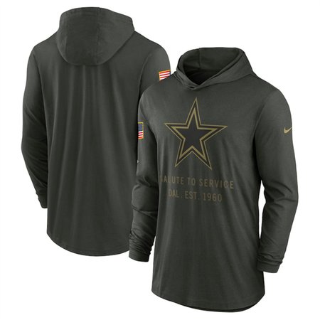 Men's Dallas Cowboys Forest Green 2025 Salute to Service Sideline Dri-FIT Lightweight Pullover Hoodie