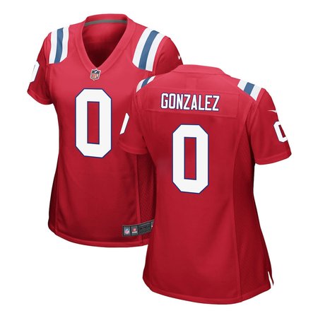 Women's New England Patriots #0 Christian Gonzalez Nike Red Game Jersey