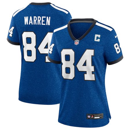 Women's Indianapolis Colts #84 Tyler Warren Heather Royal Alternate 2 Indiana Nights Game Jersey