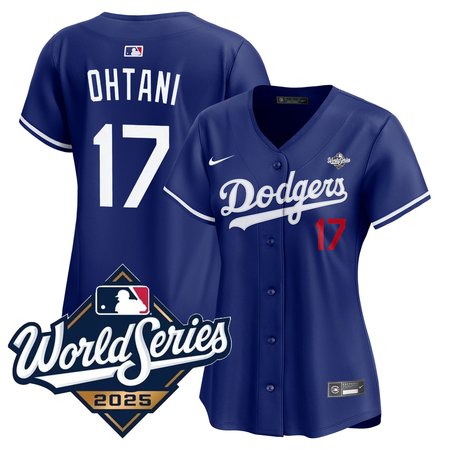 Women's Los Angeles Dodgers #17 Shohei Ohtani Nike Royal 2025 World Series Home Limited Jersey