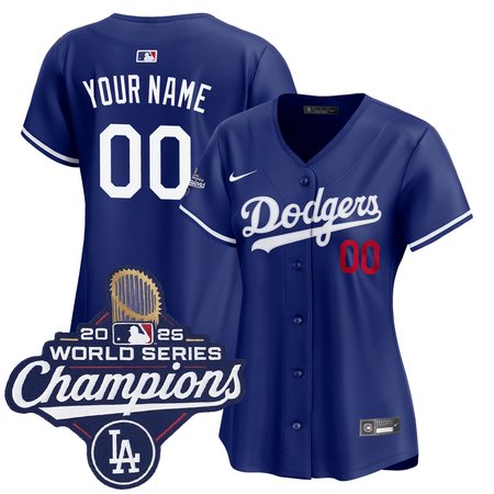 Women's Los Angeles Dodgers Custom Nike Royal 2025 World Series Champions Home Limited Jersey