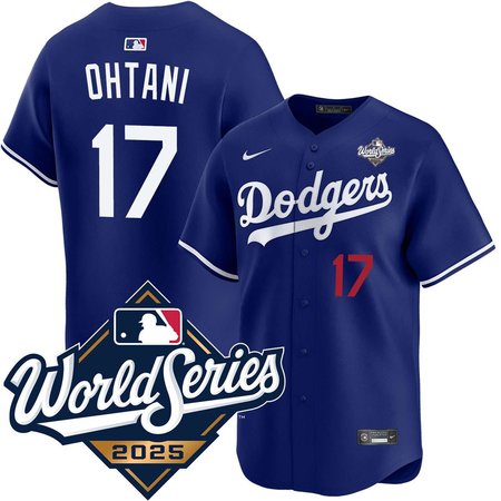 Youth Los Angeles Dodgers #17 Shohei Ohtani Nike Royal 2025 World Series Home Limited Jersey