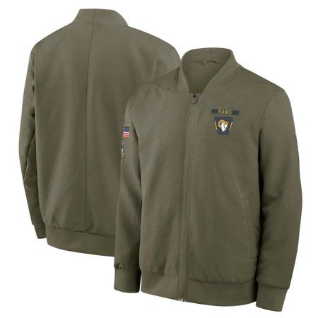 Men's Los Angeles Rams Olive 2025 Salute to Service Sideline Full-Zip Bomber Jacket
