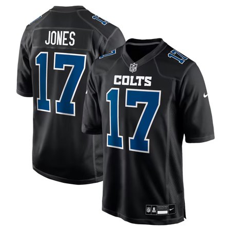 Men's Indianapolis Colts #17 Daniel Jones Carbon Black Fashion Game Jersey