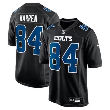 Men's Indianapolis Colts #84 Tyler Warren Carbon Black Fashion Game Jersey