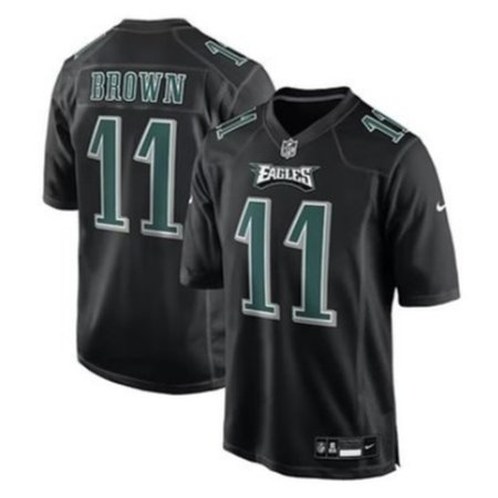 Youth Philadelphia Eagles #11 A.J. Brown Nike Carbon Black Fashion Game Jersey