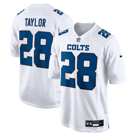Men's Indianapolis Colts #28 Jonathan Taylor Tundra White Fashion Game Jersey