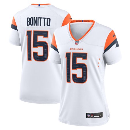 Women's Denver Broncos #15 Nik Bonitto White Team Game Jersey
