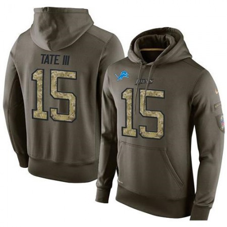 NFL Men's Detroit Lions #15 Golden Tate III Stitched Green Olive Salute To Service KO Performance Hoodie