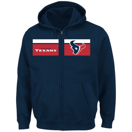 Men's Houston Texans Navy Touchback Full-Zip NFL Hoodie
