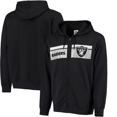 Men's Oakland Raiders Black Touchback Full-Zip NFL Hoodie