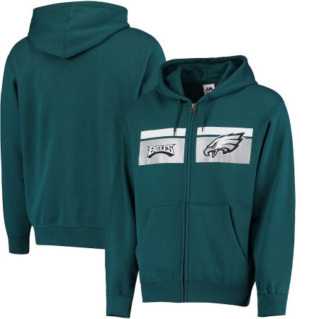 Men's Philadelphia Eagles Green Touchback Full-Zip NFL Hoodie