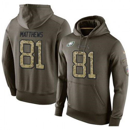 NFL Men's Nike Philadelphia Eagles #81 Jordan Matthews Stitched Green Olive Salute To Service KO Performance Hoodie
