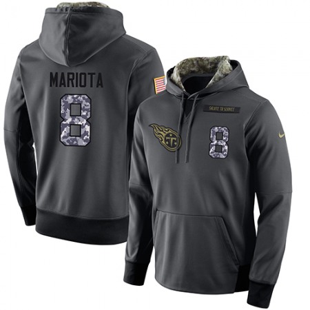 NFL Men's Tennessee Titans #8 Marcus Mariota Stitched Black Anthracite Salute to Service Player Performance Hoodie