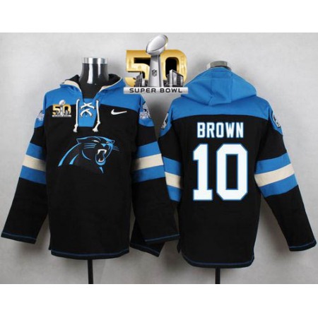 Panthers #10 Corey Brown Black Super Bowl 50 Player Pullover NFL Hoodie