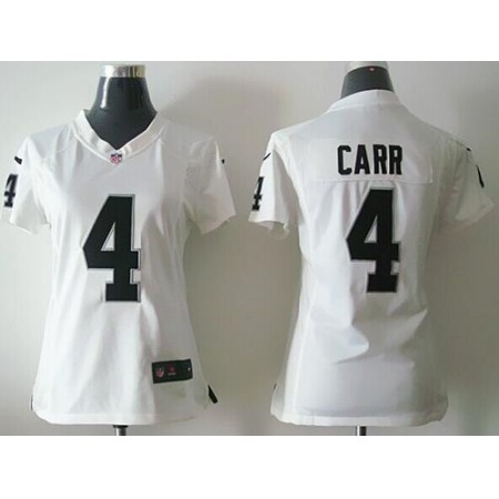 Nike Raiders #4 Derek Carr White Women's Stitched NFL Elite Jersey