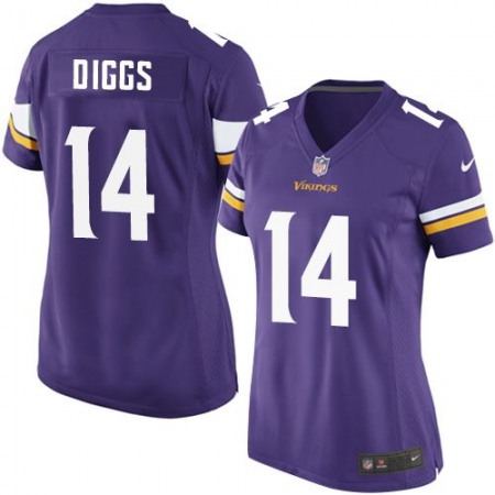 Vikings #14 Stefon Diggs Purple Team Color Women's Stitched NFL Elite Jersey