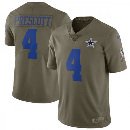 Men's Dallas Cowboys #4 Dak Prescott Olive Salute to Service Limited Stitched NFL Jersey