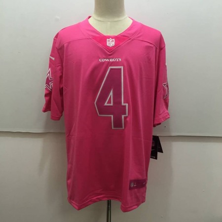 Men's Dallas Cowboys #4 Dak Prescott Pink Limited Rush Stitched NFL Jersey