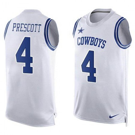 Cowboys #4 Dak Prescott White Men's Stitched NFL Limited Tank Top Jersey