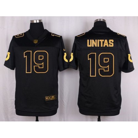 Colts #19 Johnny Unitas Black Men's Stitched NFL Elite Pro Line Gold Collection Jersey