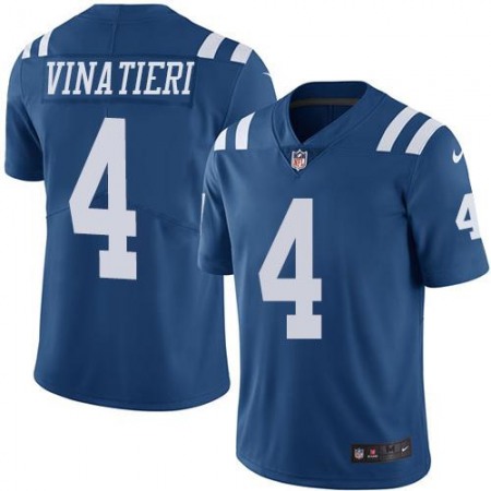 Colts #4 Adam Vinatieri Royal Blue Men's Stitched NFL Limited Rush Jersey