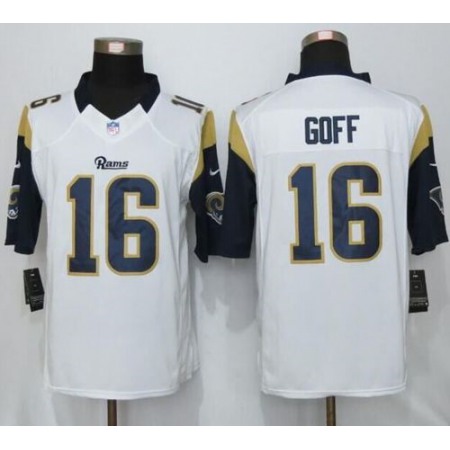 Rams #16 Jared Goff White Men's Stitched NFL Limited Jersey