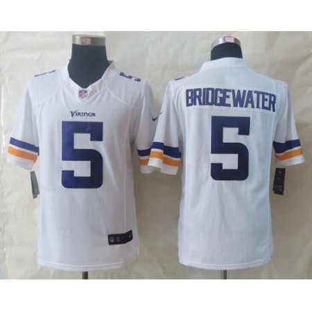 Vikings #5 Teddy Bridgewater White Men's Stitched NFL Limited Jersey