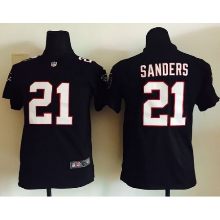 Falcons #21 Deion Sanders Black Alternate Youth Stitched NFL Elite Jersey