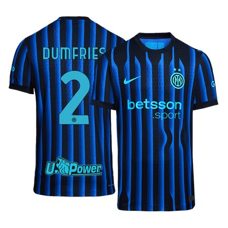 Men's DUMFRIES #2 Inter Milan Home Authentic Soccer Jersey 2025/26
