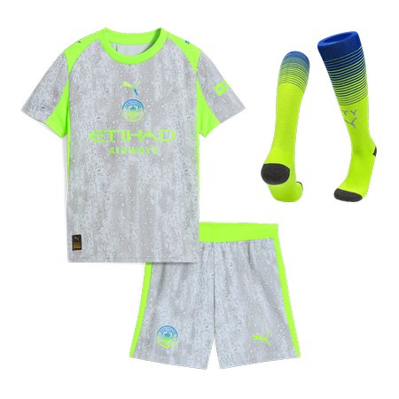Kid's Manchester City Third Away Soccer Jersey Full Kit 2025/26