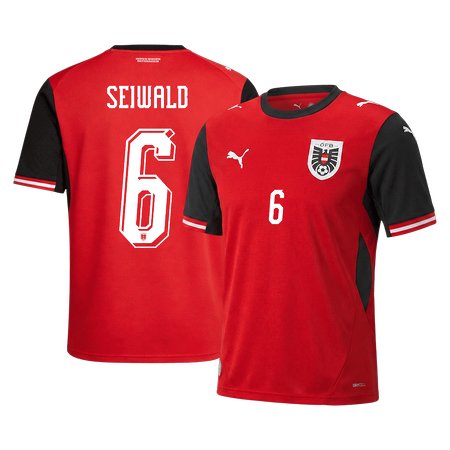 Men's SEIWALD #6 Austria Home Replica Soccer Jersey World Cup 2026