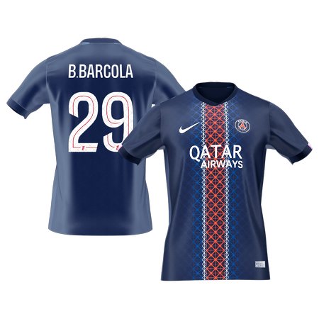 Men's B.BARCOLA #29 PSG Home Replica Soccer Jersey 2025/26